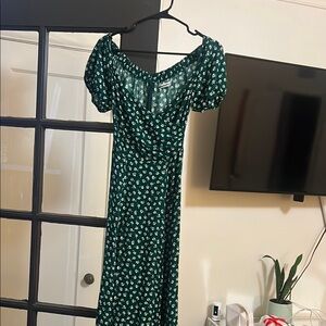 Reformation Green Floral Dress